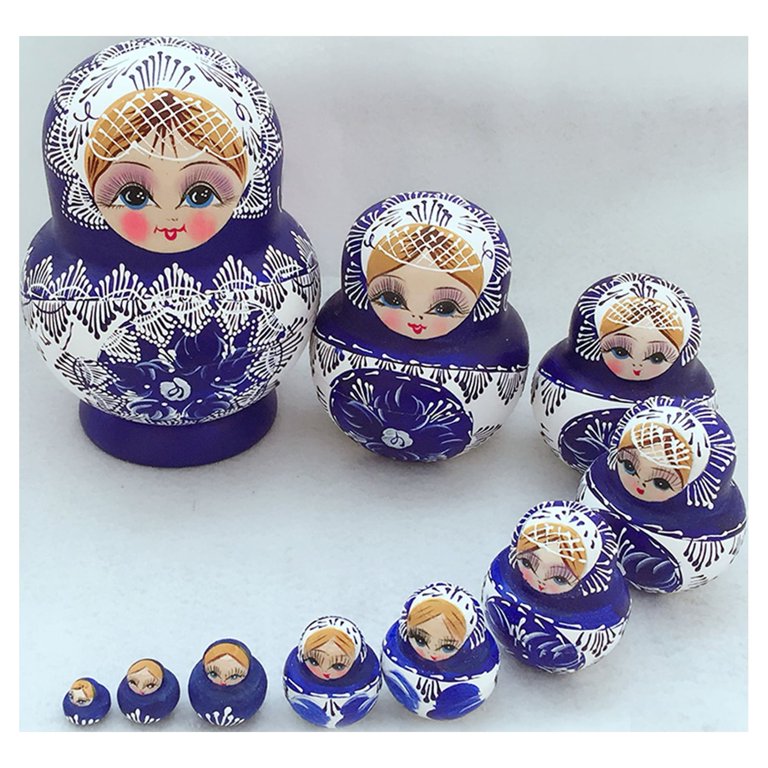 Walbest 10pcs/set Russian Nesting Dolls Kids Toys - Handmade Wooden  Matryoshka Stacking 10 Dolls, Craft Home Decor Decorations