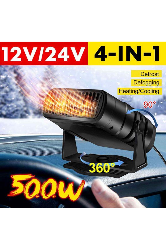 12/24V Portable Car Heater 500W Electric Cooling Heating Fan Windshield Defogging