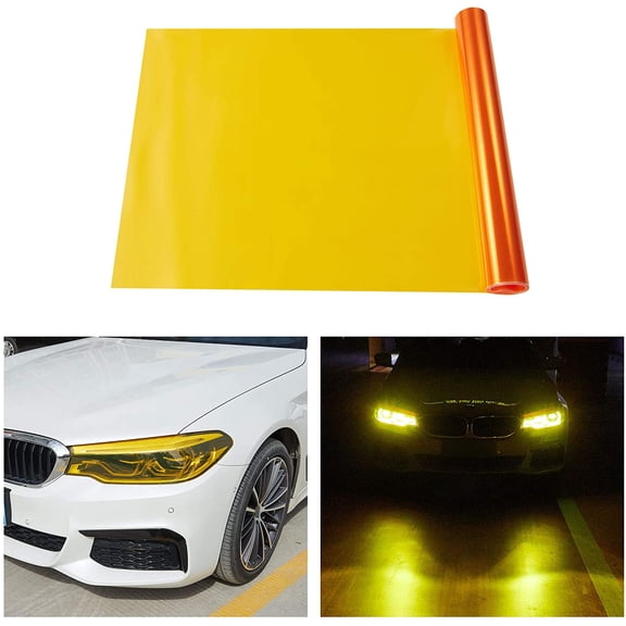 Walbest 12 by 24 Inches Self Adhesive Headlight, Tail Lights, Fog Lights Tint Vinyl Film (12" x 24", Orange)
