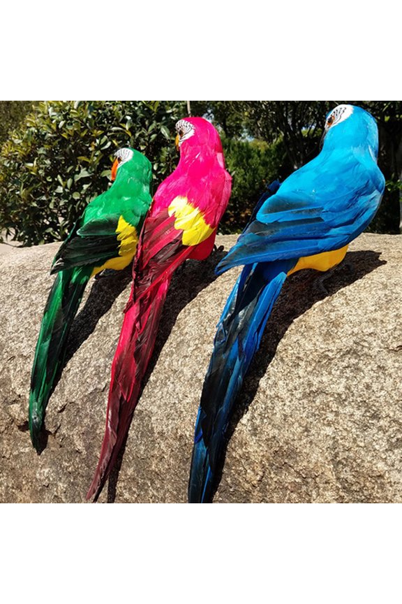 17.7" Realistic Macaw Parrot Lifelike Bird Ornament Artificial Feathered Animal Model Statue DIY Garden Lawn Sculpture Planter Tree Decoration