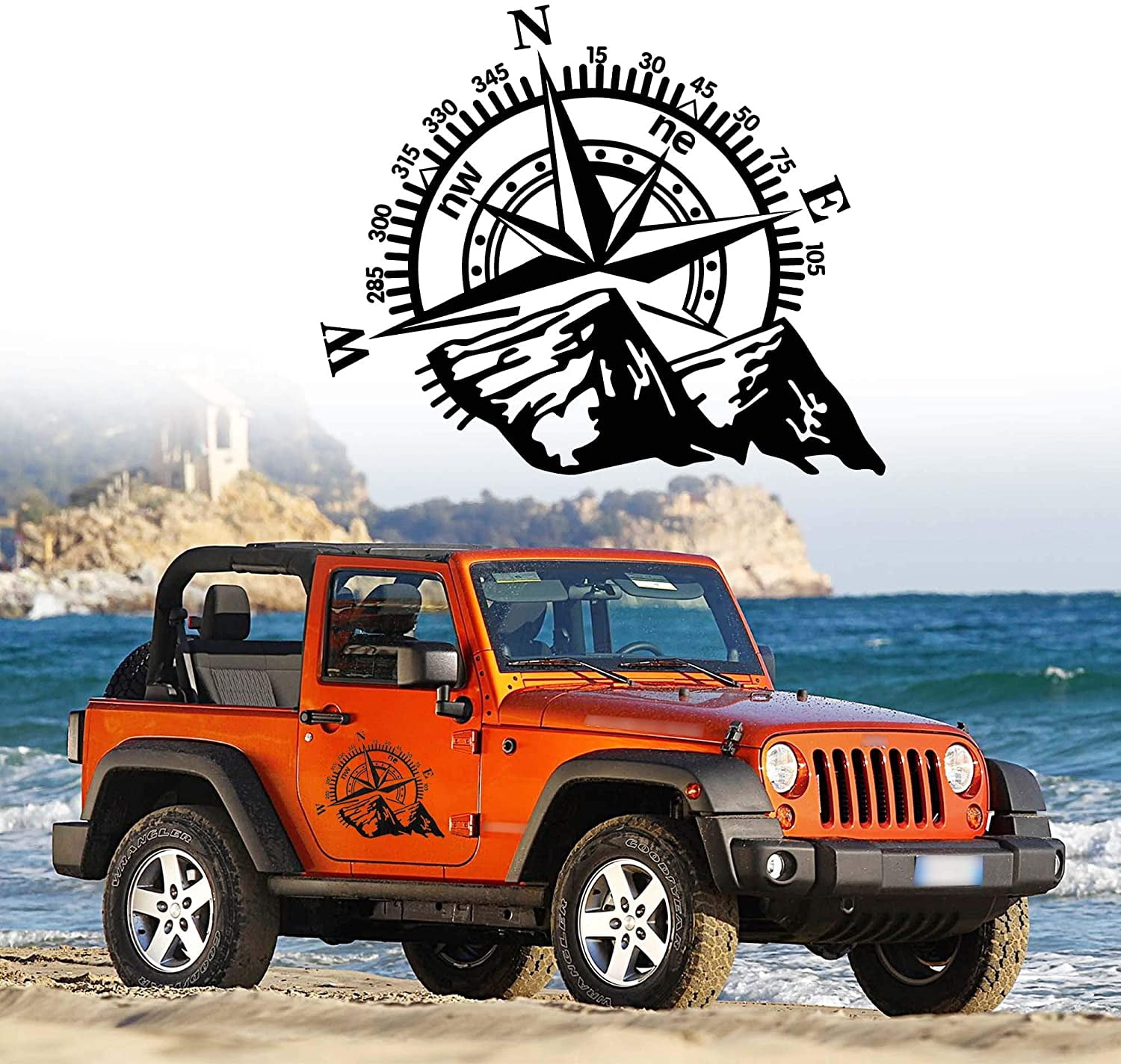 Walbest 18.90" x 13.39" Mountain Compass Stickers Decal for Car Hood ...