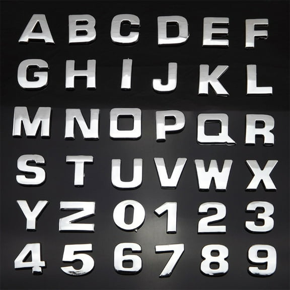 Walbest 1PC 3D Chrome Car Emblem Sticker Alphabet Letter Number Symbol Badge Decal