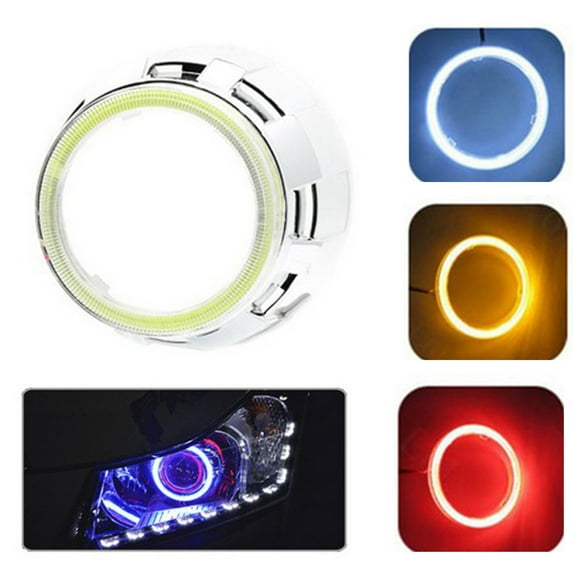 Walbest 1PC 4 33" Projector Universal RGB LED Fog Light White COB Angel Eye Rings DRL Driving Bulbs (Yellow)
