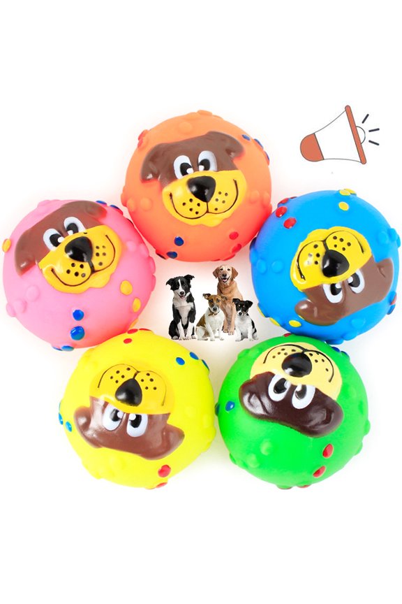 1PC Latex Dog Squeaky Toys Rubber Soft Dog Toys Chewing Squeaky Teething Toy Fetch Play Balls Toy for Puppy Small Medium Pets Dog Ball Bouncy Ball for Dogs Aggressive Chewers (Random Color)