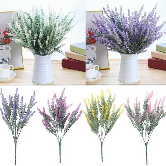 Walbest 1Pc Artificial Lavender Flower Bouquet Plants Outdoor Wedding Garden Home Office Decoration DIY Accessories Plastic Greenery