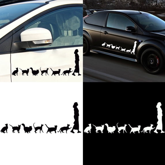 Walbest 1Pc Car Sticke - Cat Lady Car Auto Truck Window Decals Self-Adhesive Vehicle Sticker for Universal Car SUV