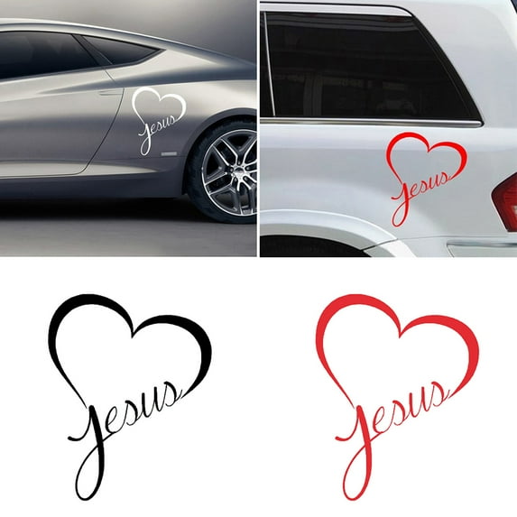 Walbest 1Pc Car Sticker - Jesus Heart Removable Waterproof Auto Window Bumper Decal Decor Sticker for Universal Car SUV