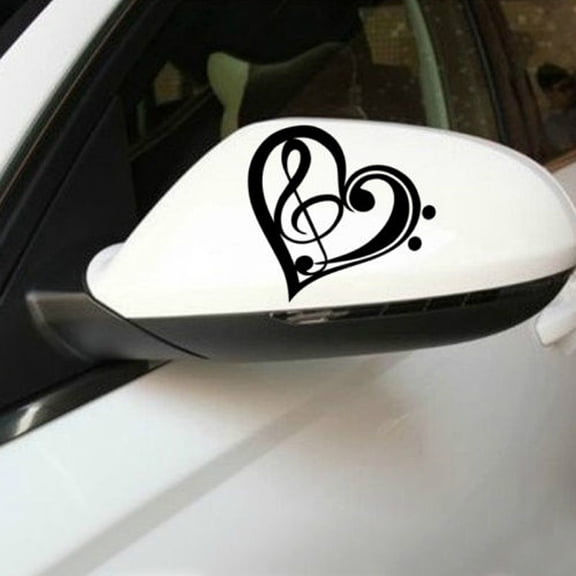 Walbest 1Pc Car Sticker - Treble Clef Heart Music Auto Decal DIY Reflective Car Decoration for Universal Car SUV