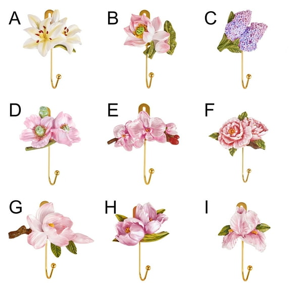 Walbest 1Pc European Style Flower Embossed Wall-mounted Clothes Hook, Non-slip Resin Creative Rose Flower Design Hook Hanger