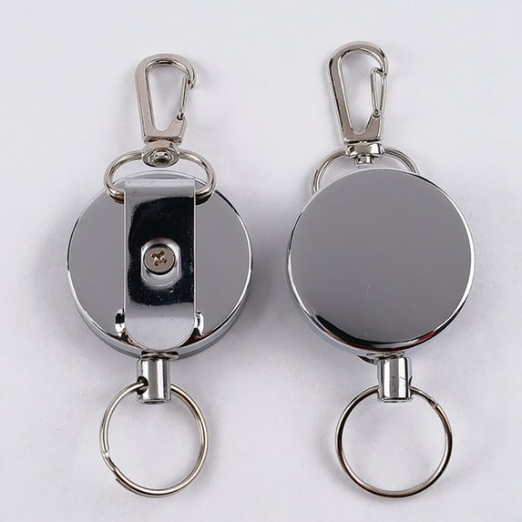 Walbest 1Pc Retractable Steel Wire Keychain Return Clip Key Ring Holder Camping Travel Tool