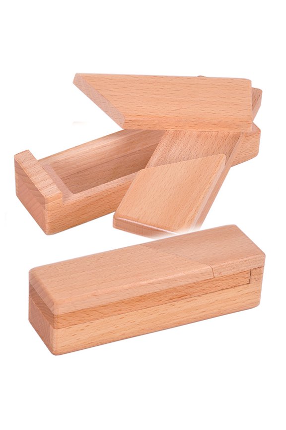 1Pc Wooden Brain Teaser Secret Opening Puzzle Box, Handmade 3D Brain Teaser Puzzle Magic Wooden Mysterious Box Gift Box Cube Game Box IQ Toys