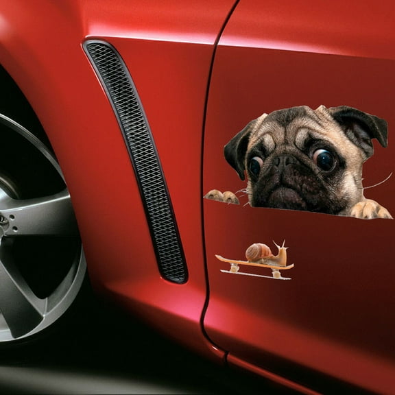 Walbest 1Pcs Cute 3D Dog & Snail Sticker, Funny Pet Car Window Decals Home Wall Sticker Decoration