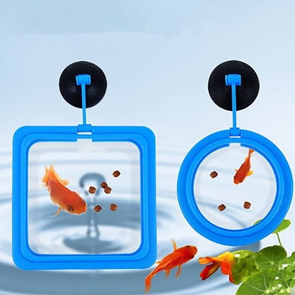 Walbest 1Pcs Fish Feeding Ring, ABS Material Floating Food Feeder with Suction Cup, Aquarium Fish Tank Fish Food Feeder Circle for Guppy, bettasGoldfish and Turtle (Square)
