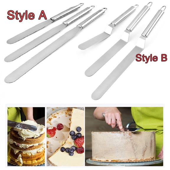 Walbest 1pc Metal Icing Spatula 6/ 8/ 10 Inch Stainless Steel Cake Cream Scraper, Professional Tool for Baking and Decorating Cakes