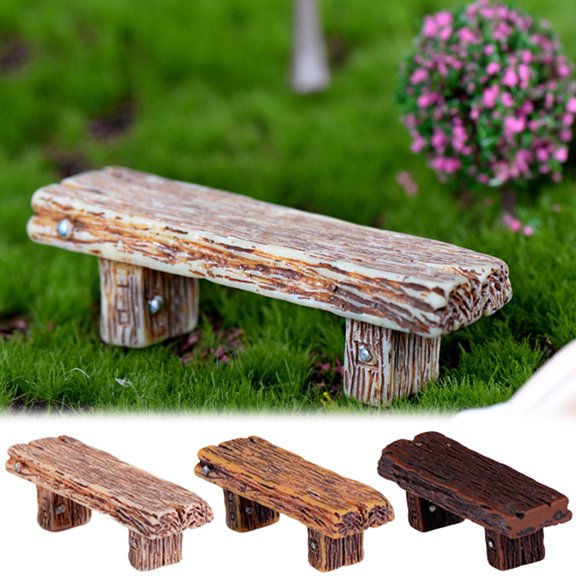 Walbest 2.2" Micro Landscape Romantic Craft Resin Double Stool Bench Doll House Miniature Garden Figurine Decor