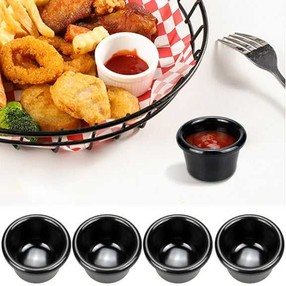 Walbest 2.36" 50ml Sauce Bowl Round Glossy Melamine Mini Dipping Cup American Tableware for Cafe (Black)