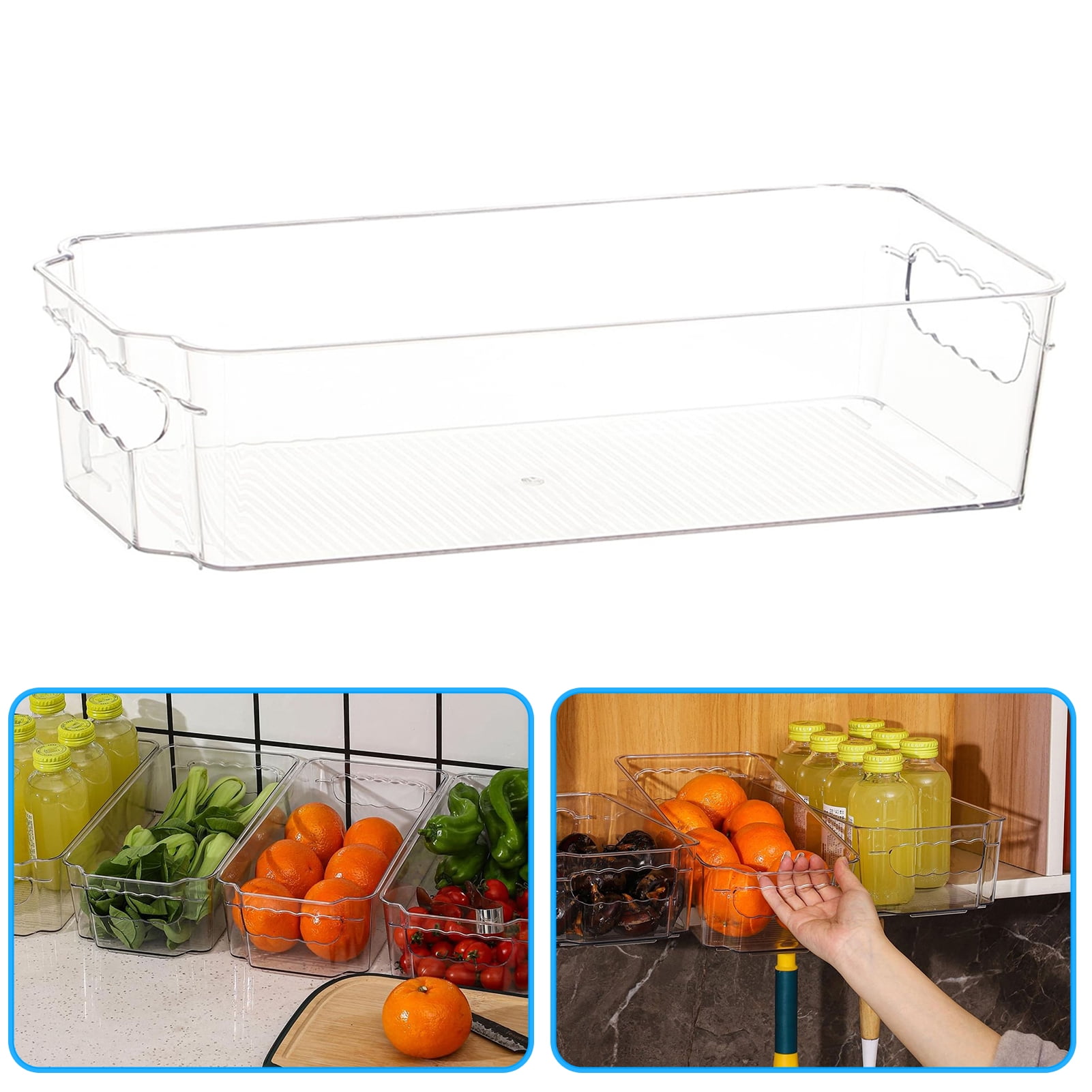 Walbest 2/4 Pcs Fridge Storage Box Transparent with Handle Stackable ...