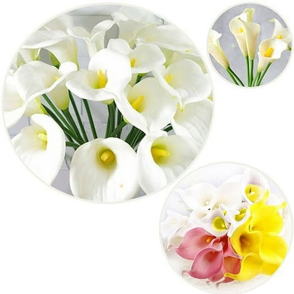 Walbest 2/5/10/15/20Pcs Calla Lily Bridal Wedding Bouquet Latex Real Touch Artificial Flower Decor