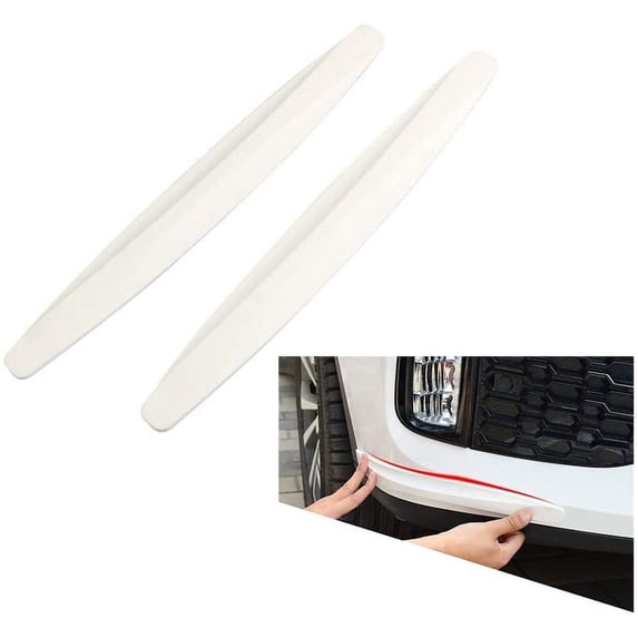 Walbest 2 Pack Car Front Rear Bumper Protector Corner Guard Anti-Collision Rubber Strips Scratch-Resistant Trim Cover for Cars SUV Pickup Trucks (White)