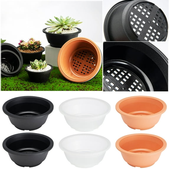 Walbest 2 Pack Succulent Pots, Shatterproof Breathable Plastic Hollowed Design Bonsai Pot Planters, Yellow S