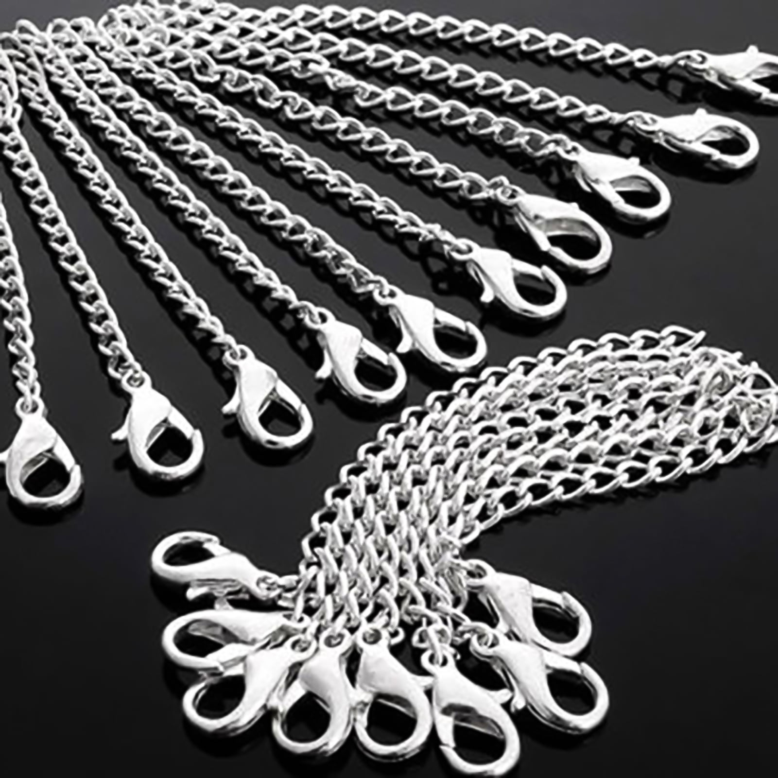 Walbest 20 Pack Silver Plated Necklace Chains Bulk, Cable Chain