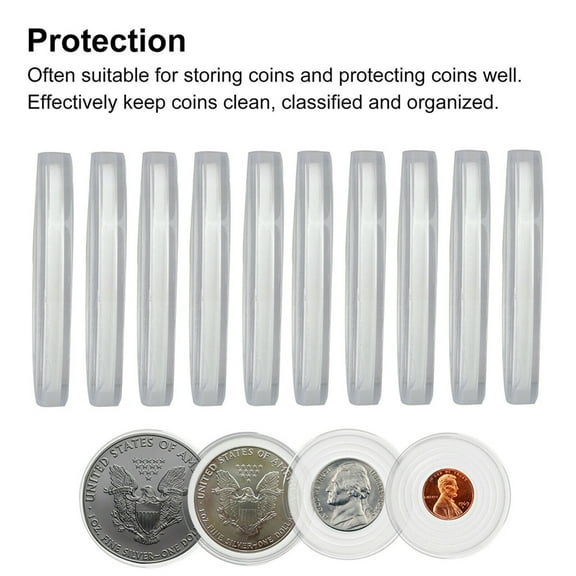 Walbest 20 Pcs Clear Plastic Coin Capsules, Coin Collection Holder Case Storage Box of 5 Size for Coin Collection American Silver Eagle Liberty Coin & JFK Half Dollar | 19/24/29/34/39mm