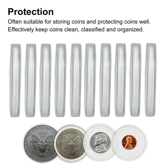 Walbest 20 Pcs Clear Plastic Coin Capsules, Coin Collection Holder Case Storage Box of 5 Size for Coin Collection American Silver Eagle Liberty Coin & JFK Half Dollar | 19/24/29/34/39mm