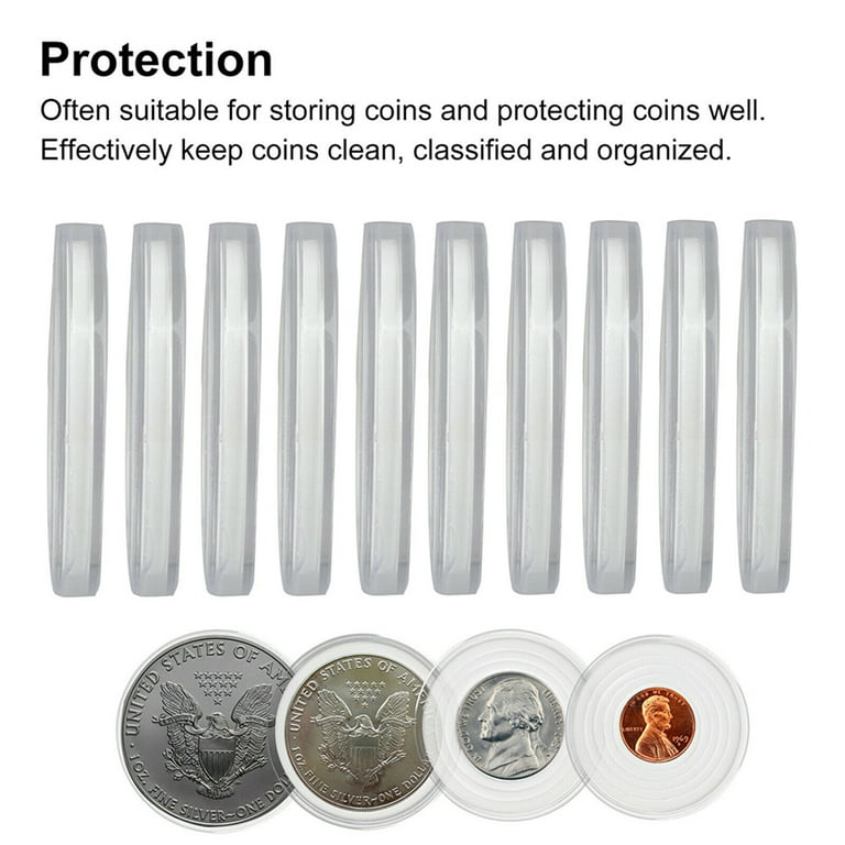 Walbest 20 Pcs Clear Plastic Coin Capsules, Coin Collection Holder Case  Storage Box of 5 Size for Coin Collection American Silver Eagle Liberty  Coin & JFK Half Dollar
