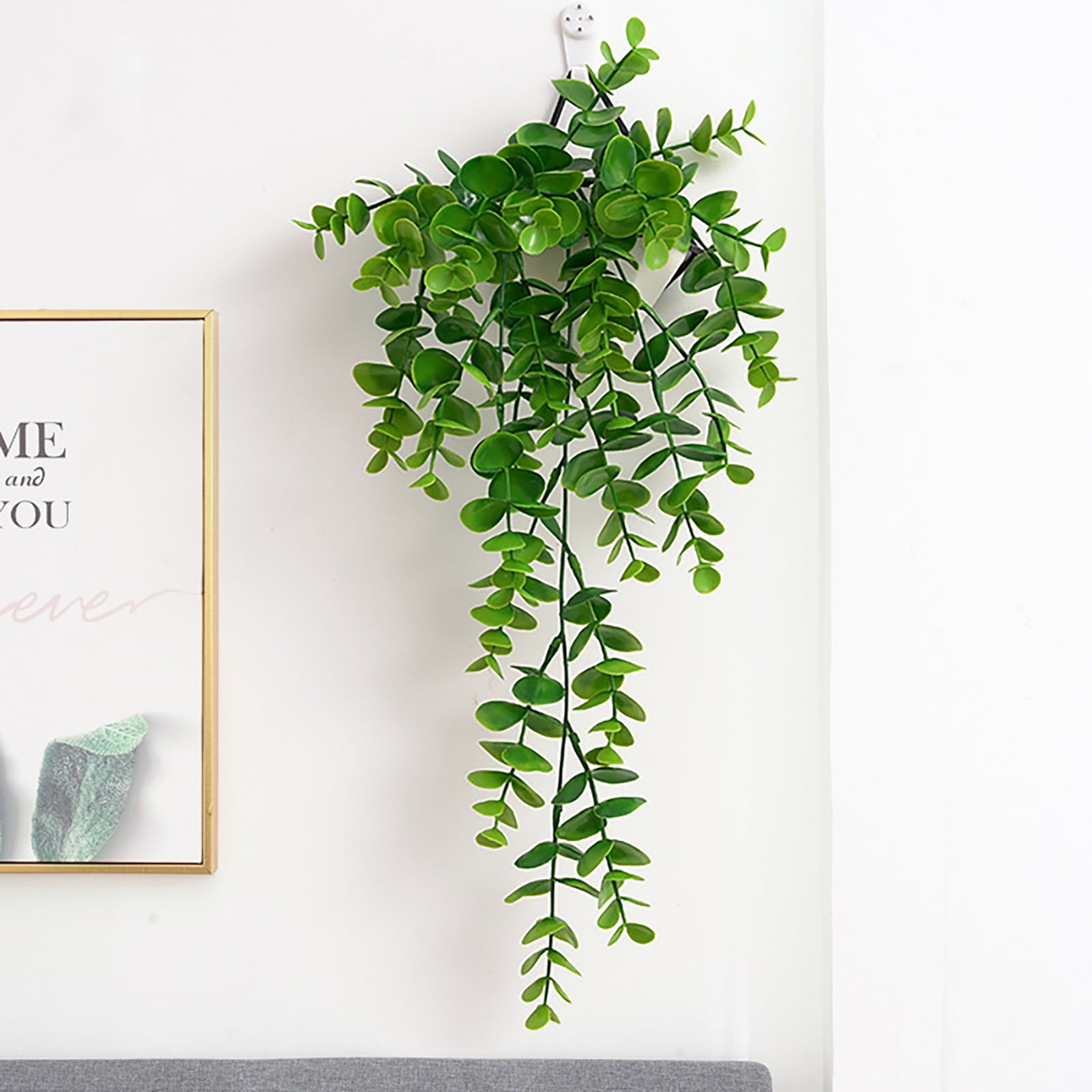 Walbest 23.6" Artificial Eucalyptus Wall Hanging Green Plants, Realistic Plastic Simulation