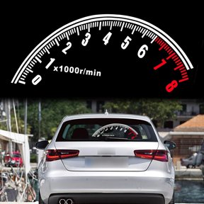 Walbest 23.6" Odometer Stickers for Car Rear Windshield Tachometer Speedometer Reflective Vinly Decal Waterproof for Car SUV Windshield Decoration White Red