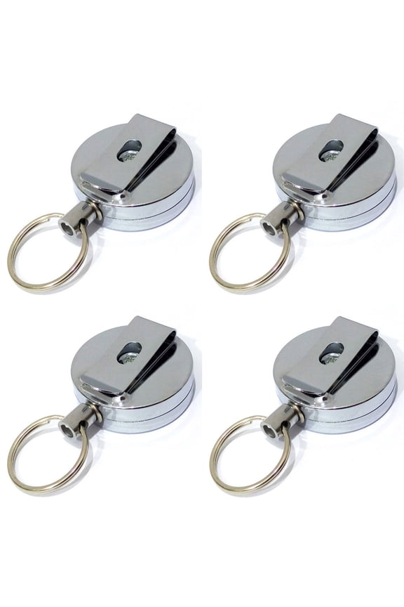 23.6" Resilience Retractable Wire Rope Anti-lost Key Chain Ring Holder Finder, 4 Pack