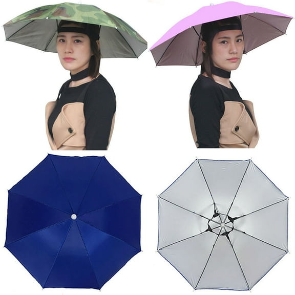 Walbest 25 6" Diameter Foldable Umbrella Hat for Adults and Kids Hands Free UV Head Umbrella Sunhat for Fishing Gardening Beach and Golf