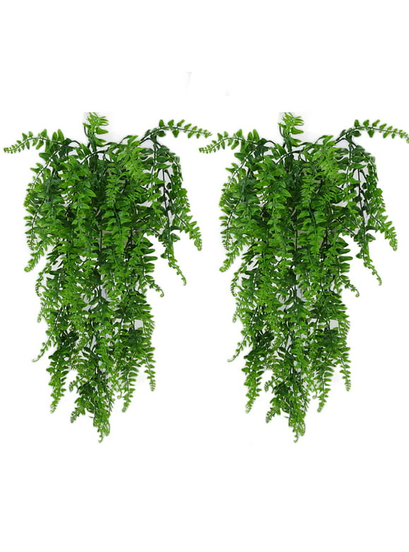 Walbest 2PCS Vivid Artificial Plants Vines, Fern Bushes Artificial Greenery Fake Hanging Plants, Ivy Vines Leaves Flowers for Home Office Garden Wall Garland Decor Wedding Birthday Party Decoration