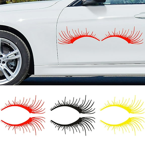 Walbest 2Pcs Auto Car Sticker Eyelashes Eyebrow Waterproof Removable Decal Decor Universal
