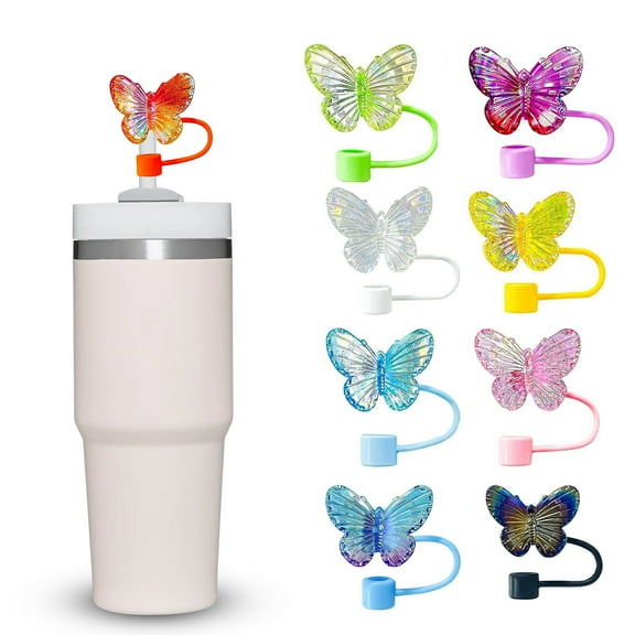Walbest 2Pcs Butterfly Straw Covers 10mm Straw Topper for 30/40 Oz Tumbler Reusable Drinking Straw Caps Eco-Friendly Cup Accessories