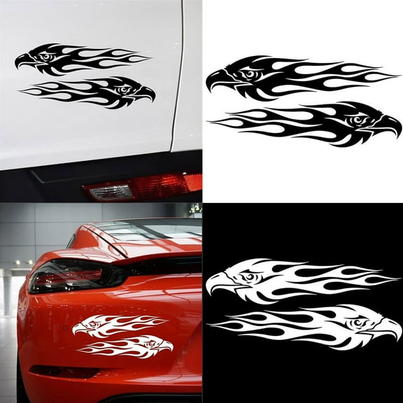 Walbest 2Pcs Car Sticker, Eagle Flame Universal Car Motorcycle Reflective Decals Sticker Decoration - 7.87" x 1.85"