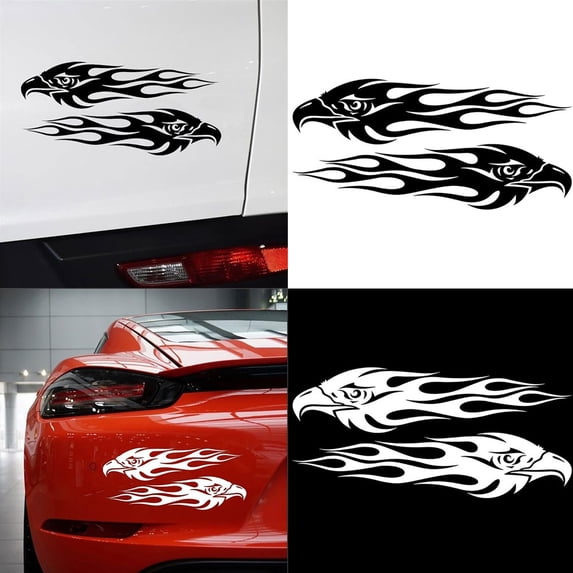Walbest 2Pcs Car Sticker, Eagle Flame Universal Car Motorcycle Reflective Decals Sticker Decoration - 7.87" x 1.85"