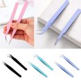 thumbnail image 1 of Walbest 2Pcs/Set DIY Tweezer Multi-purpose Clamp Tightly Lightweight Metal Nail Art Sticker Tool Straight/ Curved Tweezer for Picking, 1 of 7