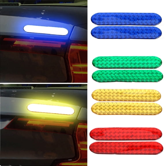 Walbest 2Pcs Universal Reflective Safety Warning Stripe Stickers Arrow Decals Car Trunk Rear Bumper Guard Body Stickers Decoration (Blue)