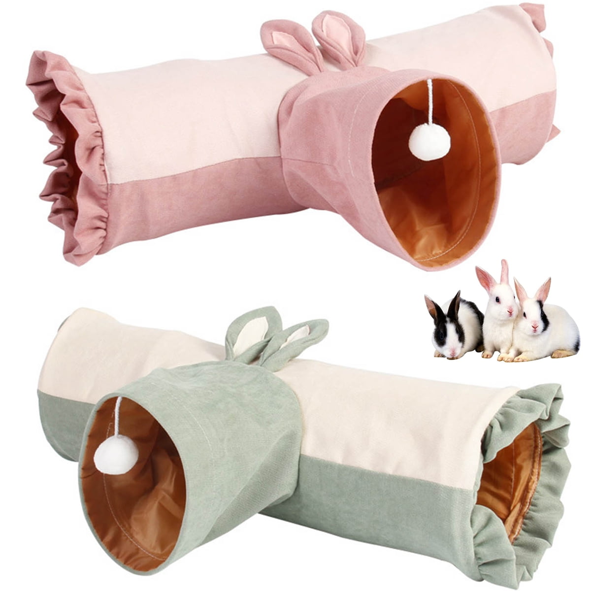 Walbest 3 Way Cat Rabbit Tunnel Tube, Collapsible Crinkle Pet Tunnels