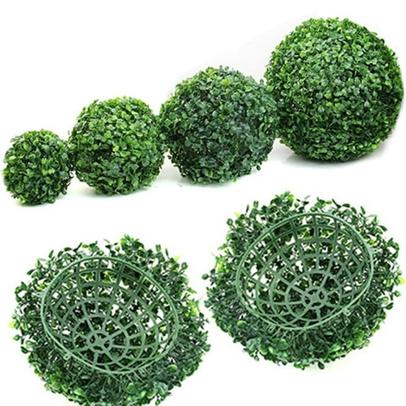 Walbest 30cm Artificial Grass Ball in Green Plastic Planter