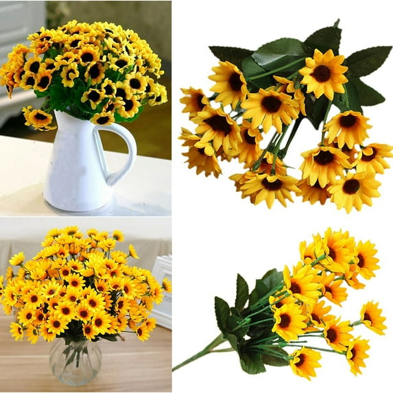 Walbest 30cm Faux Silk Yellow Sunflower Wedding Bouquet