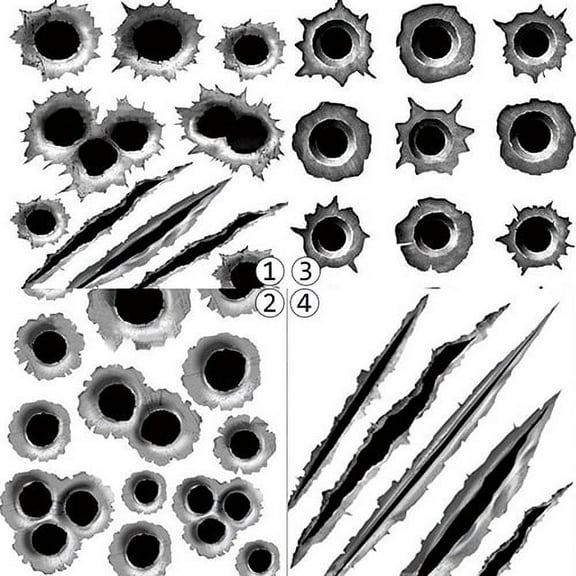 Walbest 3D Bullet Hole Car Stickers Set, Simulation Stereoscopic Fake Guns Bullet Holes Stickers Automotive Tattoo Decorations Accessories Bullet Waterproof Car Decals