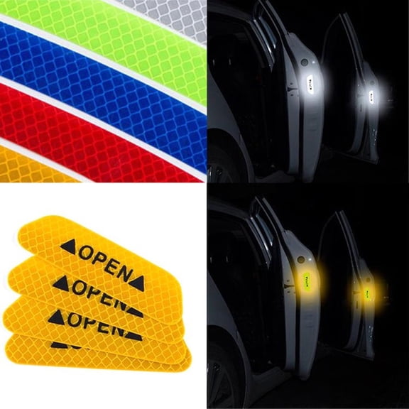 Walbest 4 Pack Car Door Stickers, Reflective Car Vehicle Open Door Safety Mark Warning Decals Sticker Decor White