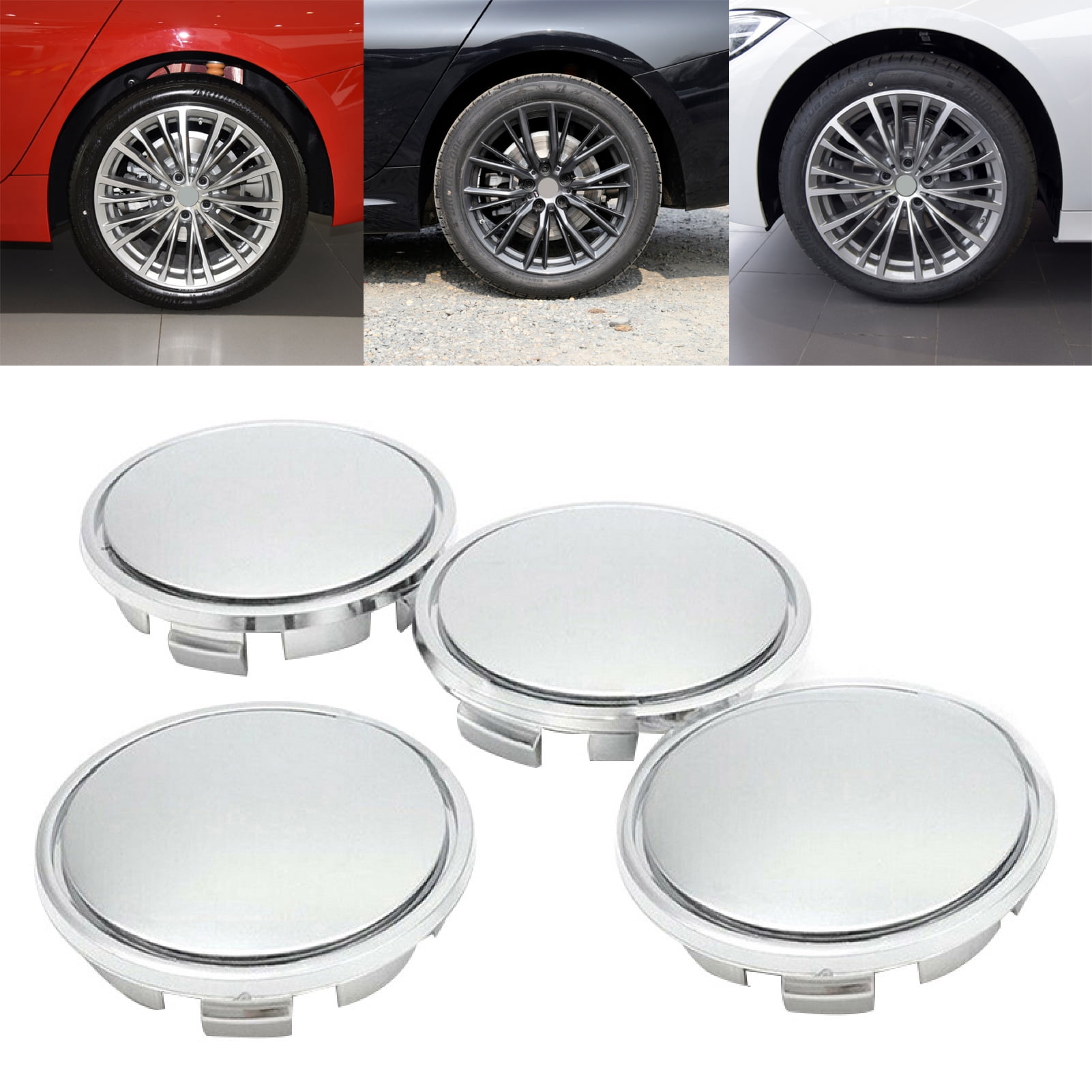 Walbest 4 Pack Car Wheel Center Caps Tyre Rim Cover Tough Plastic