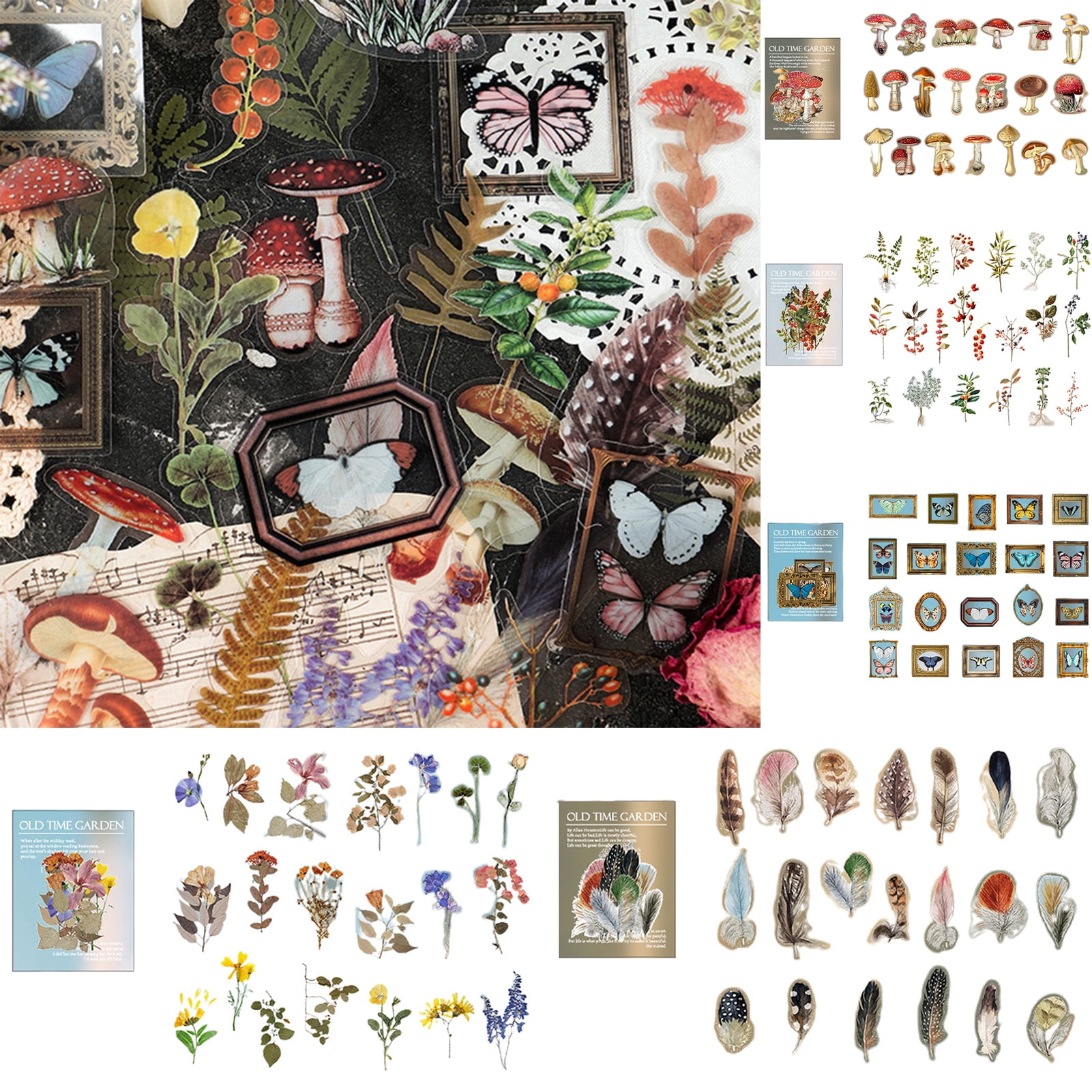 Walbest 40Pcs/Bag Album Stickers Old Time Garden Pattern, Ornamental