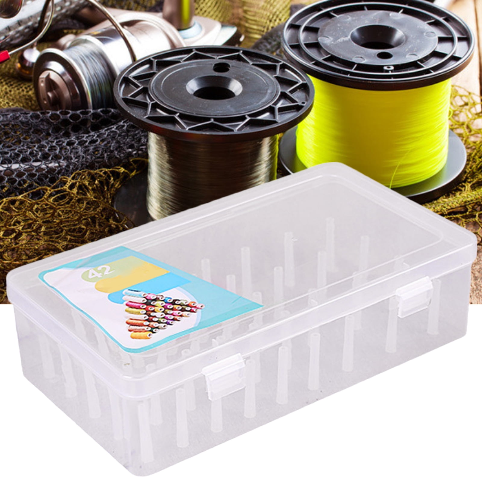 Walbest 42 Slots Large Capacity Sewing Thread Holder for Spools of Thread,  Fishing Line Sorting Box, Empty Thread Storage Box, Sewing Yarn Spools  Container Storage Case 