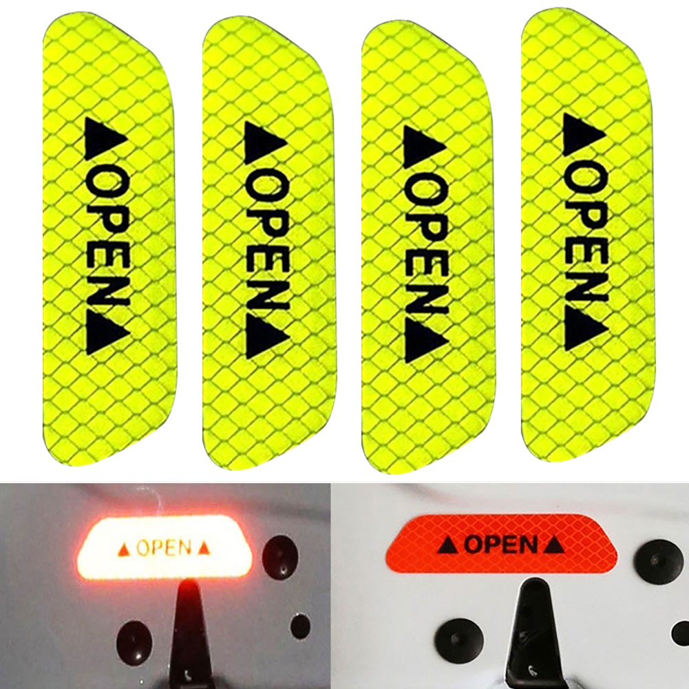 Walbest 4Pcs Car Door Open Prompt Anti-Collision Reflective Stickers ...