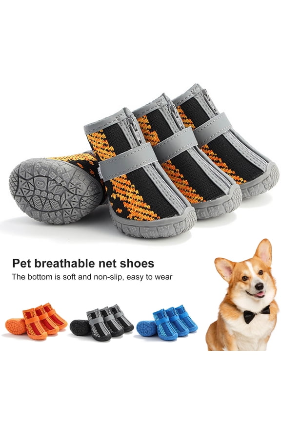 4Pcs Dog Boots Waterproof Camo Dog Shoes with Zipper, Outdoor Hiking Dog Booties Reflective Pet Sneakers with Rugged Anti-Slip Sole, Dog Paw Protectors for Small Medium and Large Dogs