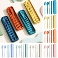 thumbnail image 1 of Walbest 4Pcs/Set Reusable Portable Plastic Cutlery Set with Storage Box, Spoon Fork Cutter Chopsticks Tableware Set for Outdoor Travel, 1 of 7